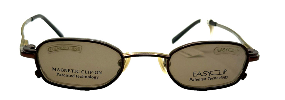 EASY CLIP S2438 BROWN EYEGLASSES SUNGLASSES FRAMES 42-23-135